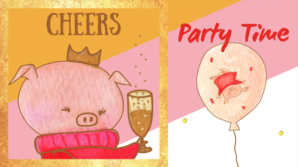 Fun illustration for New-Year themed sigital stickers