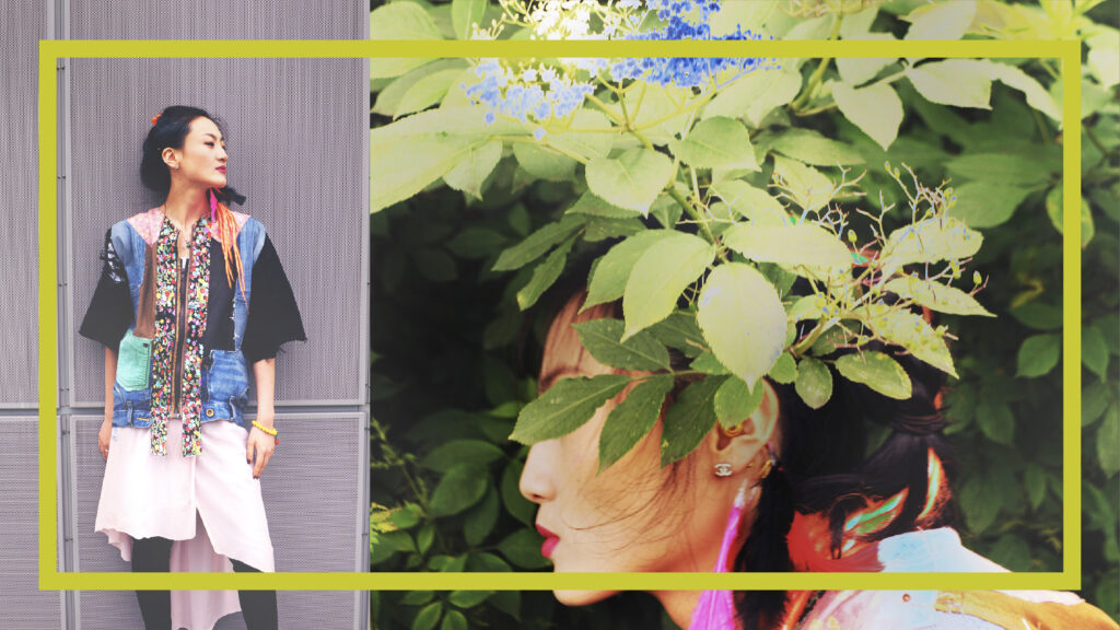 Upcycling clothing photography with model Wenyu