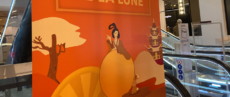 Moon festival themed illustration for Tang Frères at Magasin Printemps