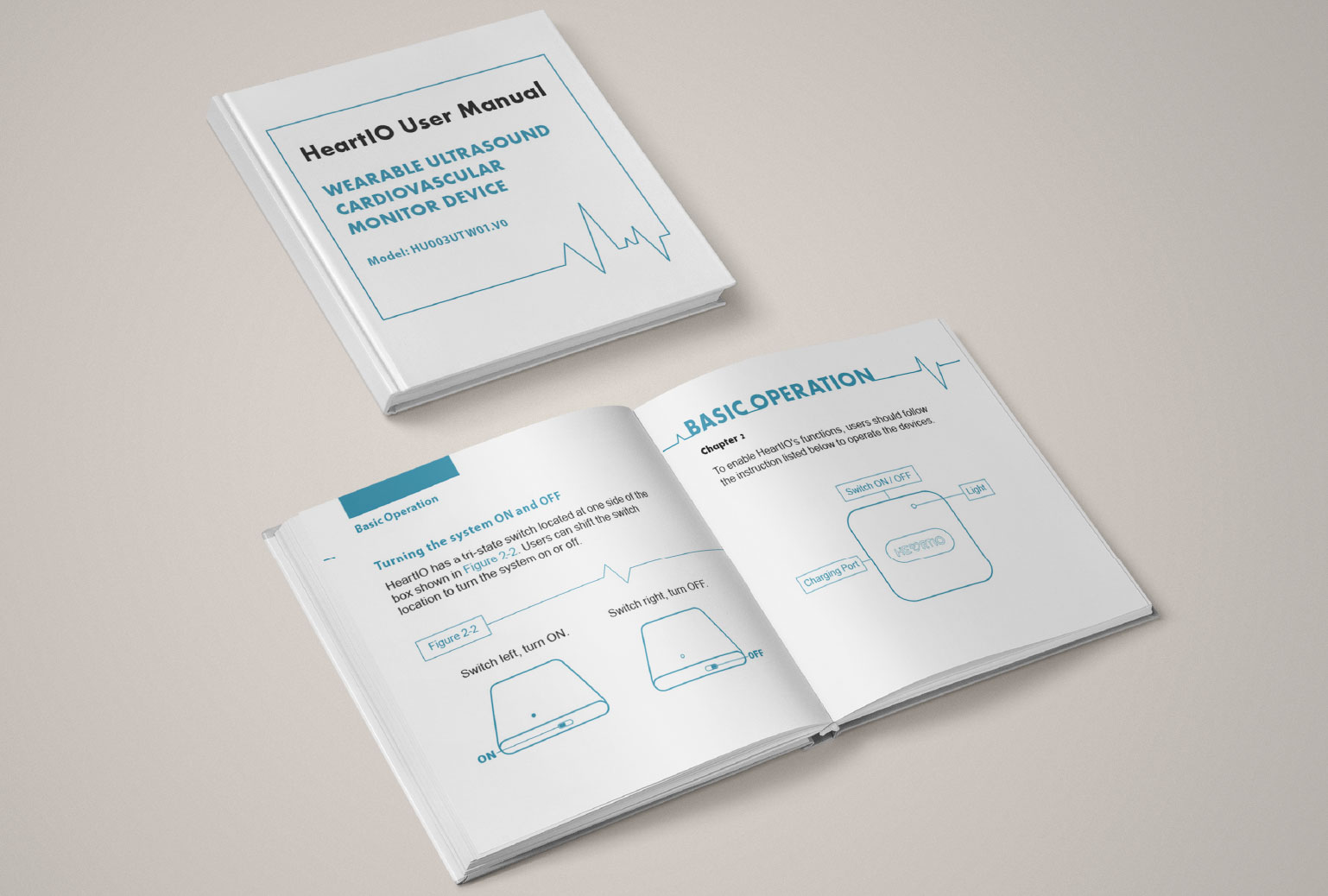 Layout design & illustration for HeartIO medical machine's user manual